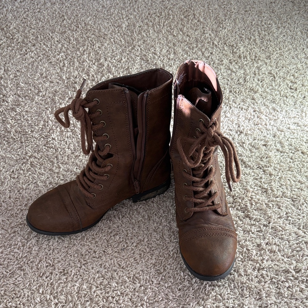 Brown Lace-Up Ankle Boots